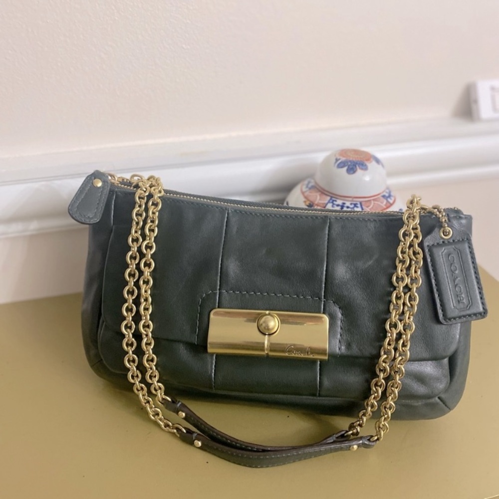 Coach Leather double Zipper bag